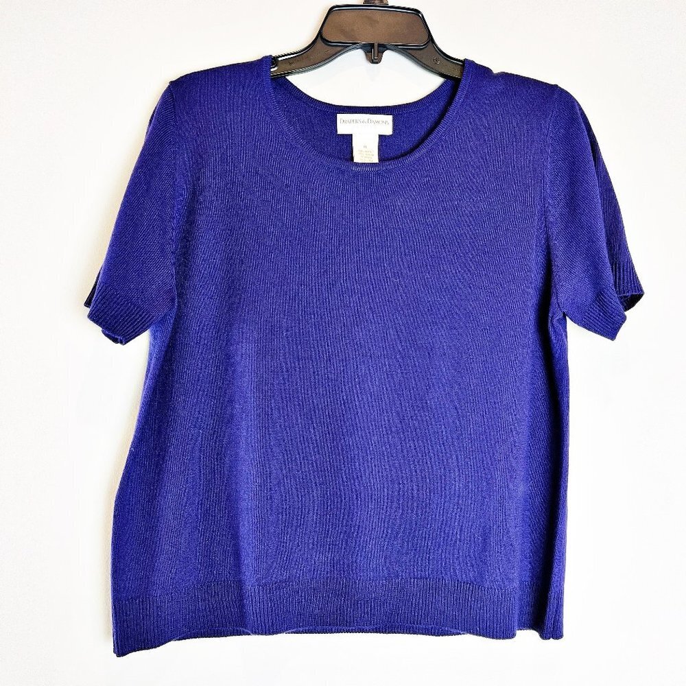 2/$20 Drapers & Damons Purple Short Sleeve Crewneck Knit Top Large Petite
